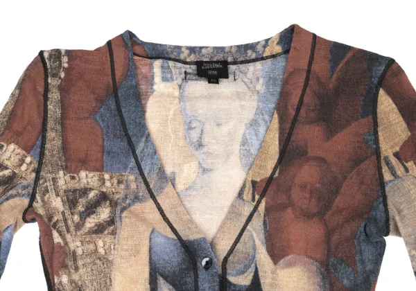 Jean Paul GAULTIER FEMME Maria Print Wool Knit Cardigan K-162493_004