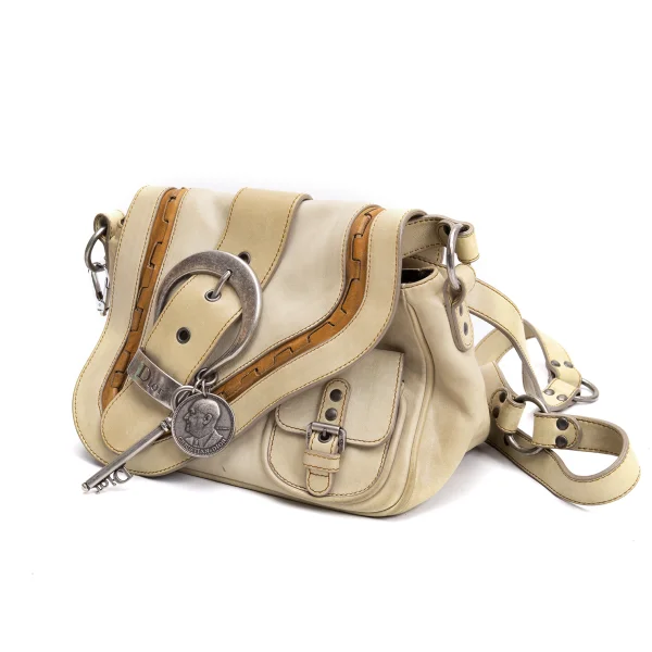 Christian Dior Gaucho Leather Shoulder Bag Beige  K-162503_001