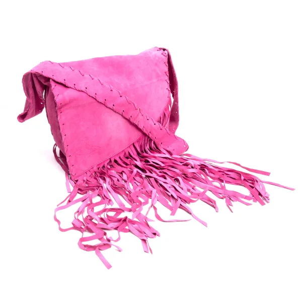Vivienne Westwood Fringe Suede Shoulder Bag Pink  K-162506_001