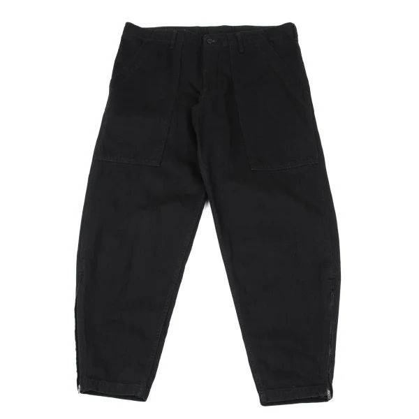 BLACK Scandal Yohji Yamamoto Hem Zip Baker Denim Pants Black 2 K-162521_001