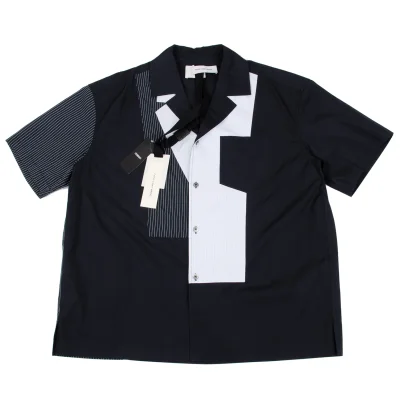 FENG CHEN WANG Cotton Patchwork Open Collar Shirt