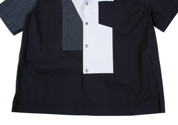FENG CHEN WANG Cotton Patchwork Open Collar Shirt K-162526_008