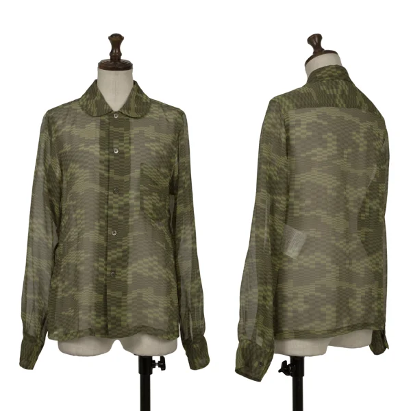 COMME des GARCONS Camouflage See-through Shirt Khaki M K-162533_001
