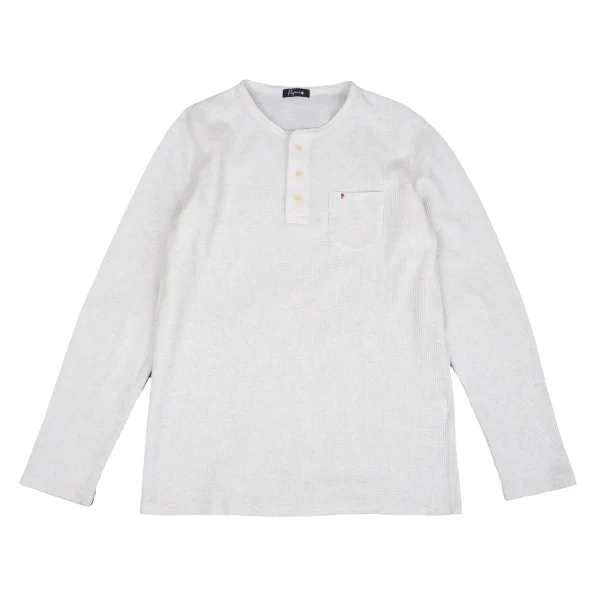 Papas+ Cotton Henry Neck Waffle T Shirt Grey M K-162560_001