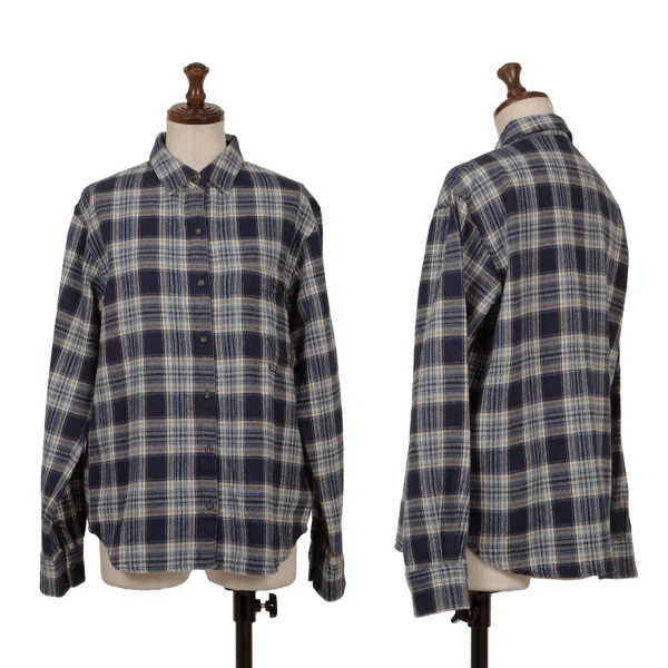 Mademoiselle NON NON Check Flannel Shirt Navy 38M K-162561_001