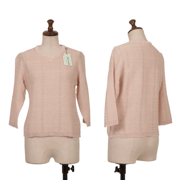 pierre cardin Lame Stripe 3/4 Sleeves Knit Top Pink S K-162563_001