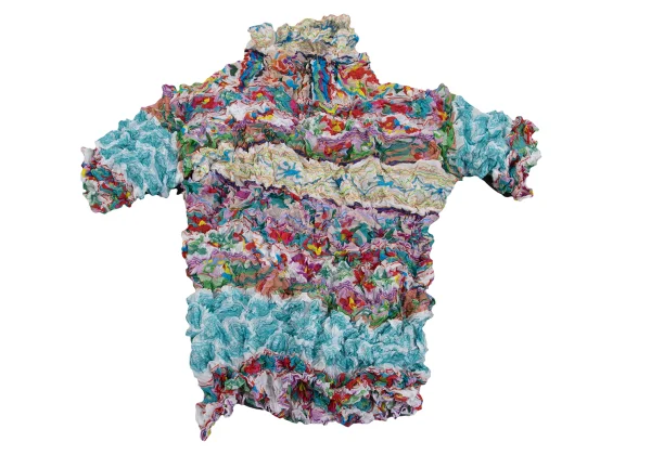 ISSEY MIYAKE FETE Wrinkled Pleats Multi Print Top K-162567_010
