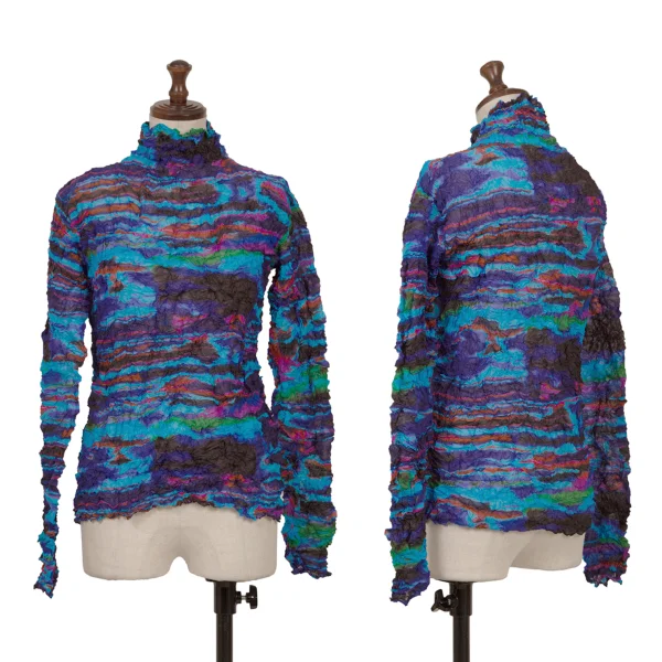 ISSEY MIYAKE FETE Multi Print Wrinkled Pleats Top Multi-Color 2 K-162568_001