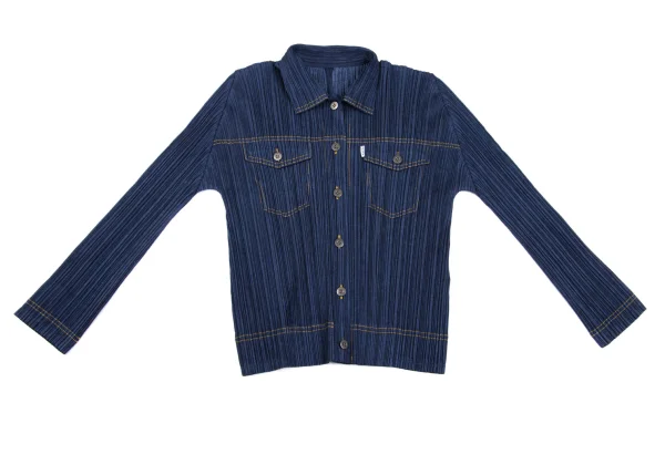 PLEATS PLEASE Denim Printed Shirt Jacket K-162572_002