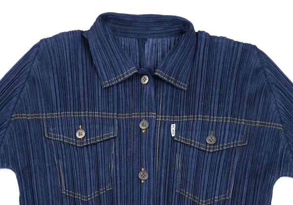 PLEATS PLEASE Denim Printed Shirt Jacket K-162572_003