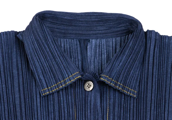 PLEATS PLEASE Denim Printed Shirt Jacket K-162572_004
