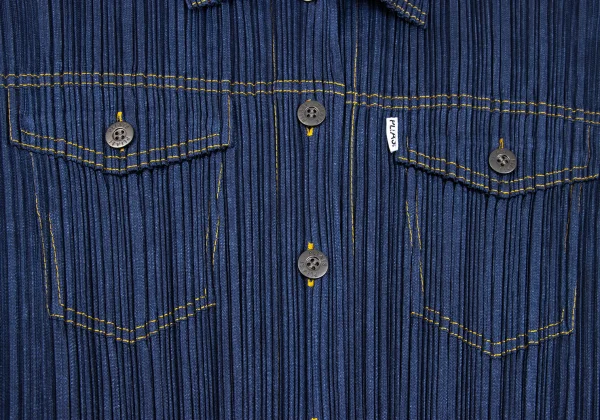 PLEATS PLEASE Denim Printed Shirt Jacket K-162572_005