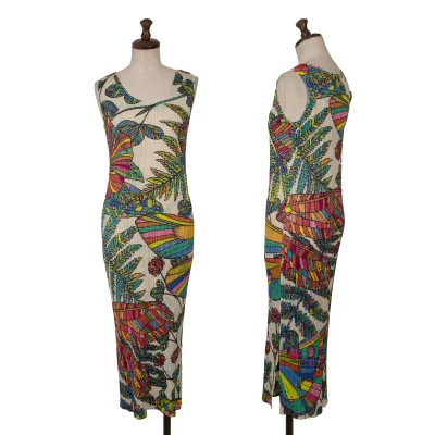 PLEATS PLEASE Botanical Printed Sleeveless Dress