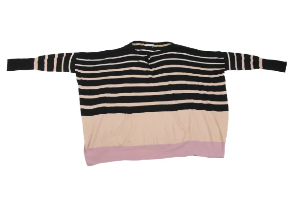 TSUMORI CHISATO Open-shoulder Stripe Flare Knit Sweater K-162576_002