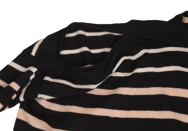 TSUMORI CHISATO Open-shoulder Stripe Flare Knit Sweater K-162576_007