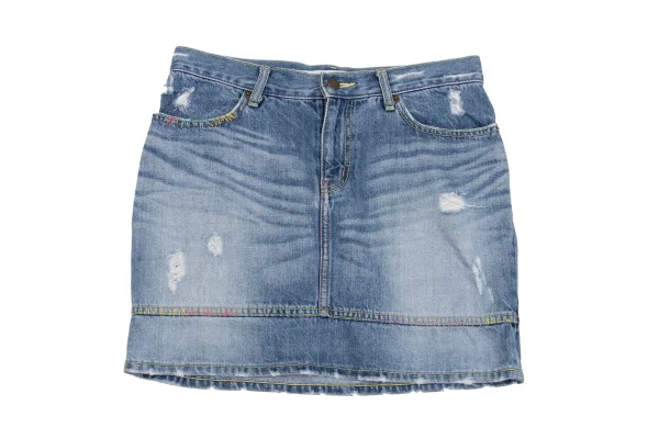 TSUMORI CHISATO Colorful Stitch Damage Denim Skirt K-162577_002