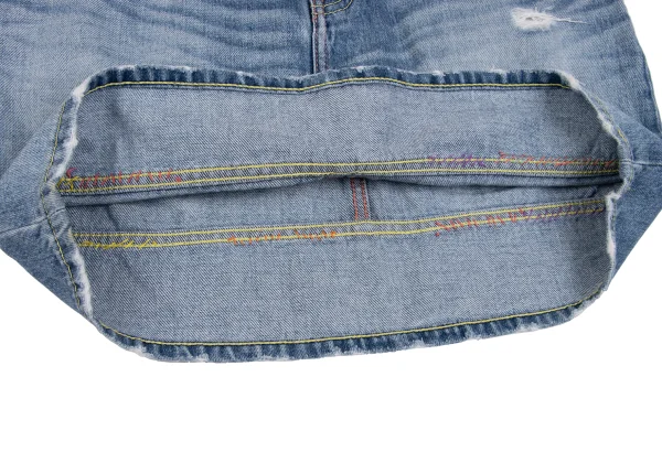 TSUMORI CHISATO Colorful Stitch Damage Denim Skirt K-162577_011