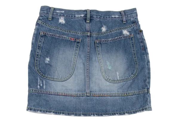 TSUMORI CHISATO Colorful Stitch Damage Denim Skirt K-162577_012