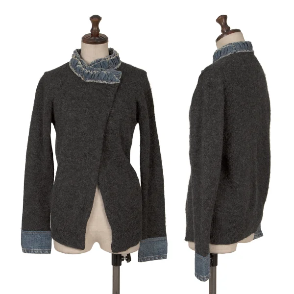 A/T Denim Switching Knit Cardigan Charcoal S-M K-162580_001