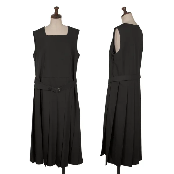 COMME des GARCONS GIRL Square Neck Pleats Belted Sleeveless Dress Black L K-162592_001