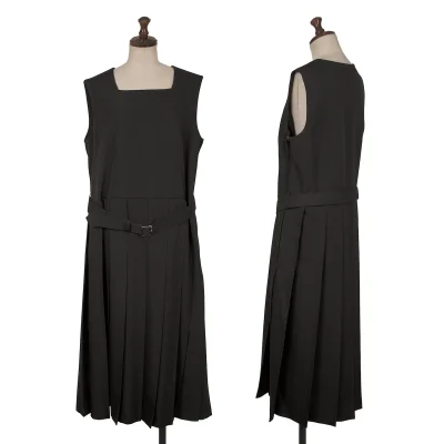 COMME des GARCONS GIRL Square Neck Pleats Belted Sleeveless Dress