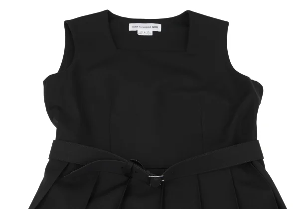 COMME des GARCONS GIRL Square Neck Pleats Belted Sleeveless Dress K-162592_003