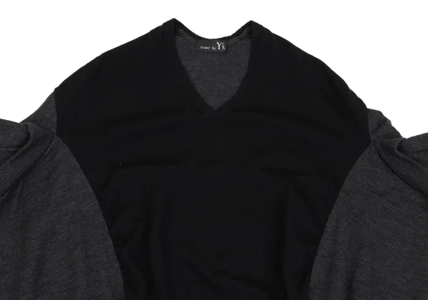 RISMAT by Y's Wool Bicolor Layered Sleeve V-neck Knit K-162611_003