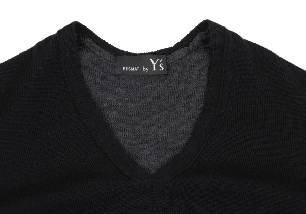 RISMAT by Y's Wool Bicolor Layered Sleeve V-neck Knit K-162611_004