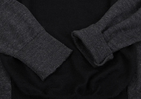 RISMAT by Y's Wool Bicolor Layered Sleeve V-neck Knit K-162611_007