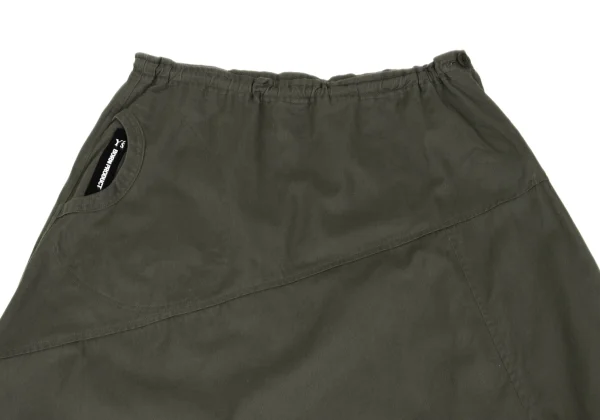 Y’s ワイズ　変形サルエルパンツ　アシンメトリー　コットン　ゴム　カーキ　2 ワイズY's BORN PRODUCT コットンツイルアシンメトリーサルエル
