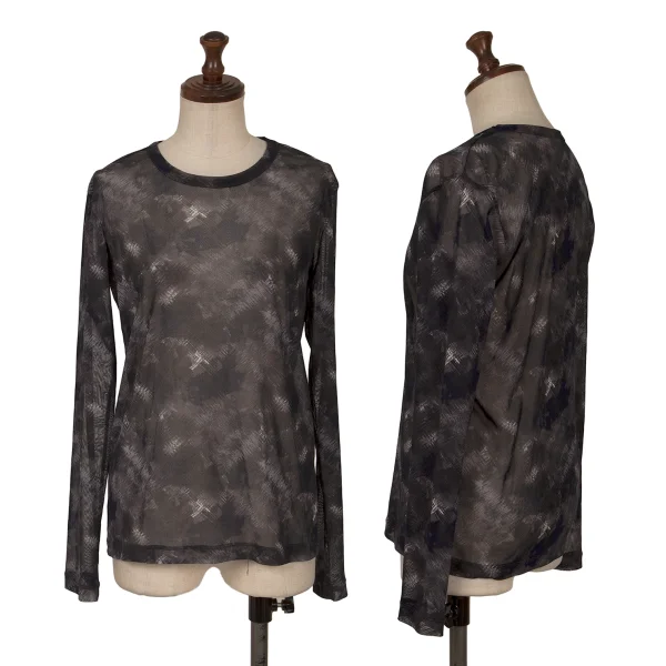 Y's Printed Mesh T-shirt Charcoal,Blue 2 K-162617_001