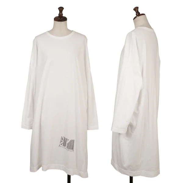 Y's Logo Barcode Print Hem Dress White 2 K-162631_001