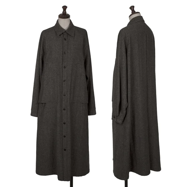 Y's Wool Nylon Pocket Design Shirt Dress Charcoal 1 K-162636_001