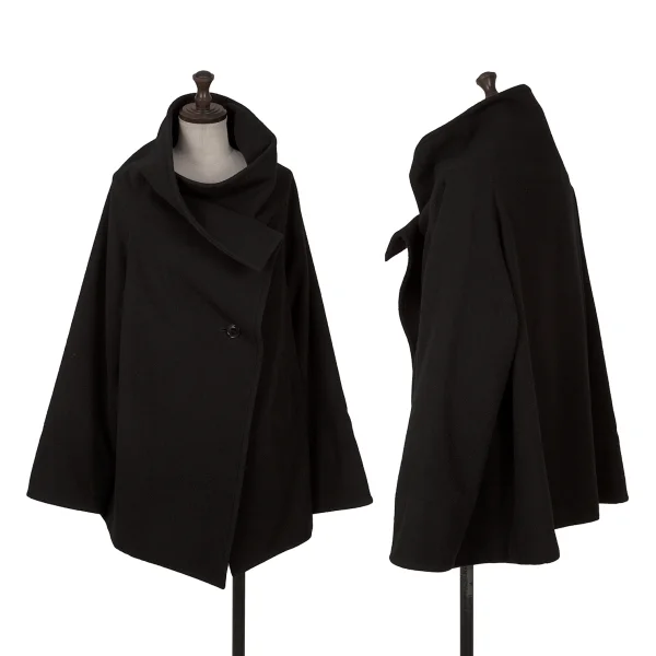 Y's Wool Nylon Half Wrap Jacket Black 2 K-162638_001