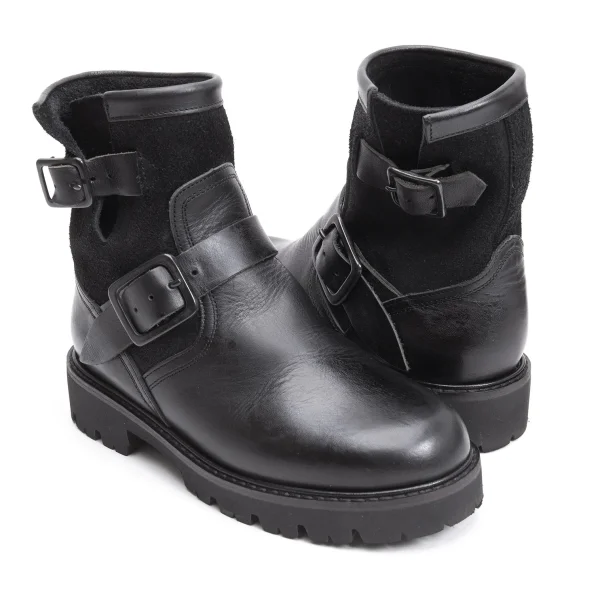 Y's Double Belted DesIgn Leather Boots Black 2(About US 6) K-162640_001
