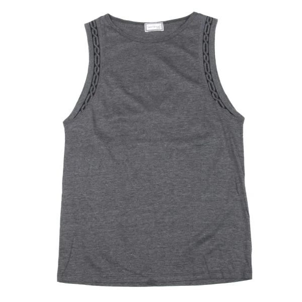 GIANNI VERSACE Chain Jacquard Cotton Tank Top Grey 48 K-162645_001