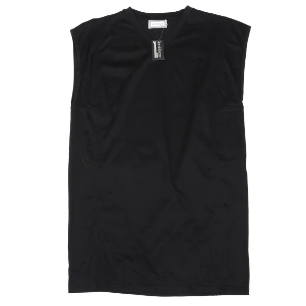 GIANNI VERSACE Seam Switching V Neck Sleeveless Top Black 50 K-162647_001
