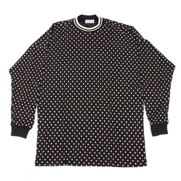 ジャンニヴェルサーチGIANNI VERSACE レーヨンコットンドットプリントカットソー 黒アイボリー46 K-162649_001