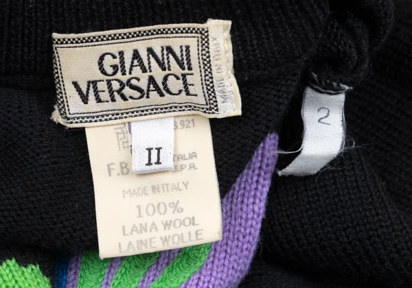 GIANNI VERSACE South Beach Jacquard Wool Knit Sweater K-162650_014