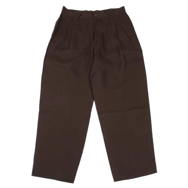 ジャンニヴェルサーチGIANNI VERSACE リネンワイドパンツ 茶50 K-162652_001