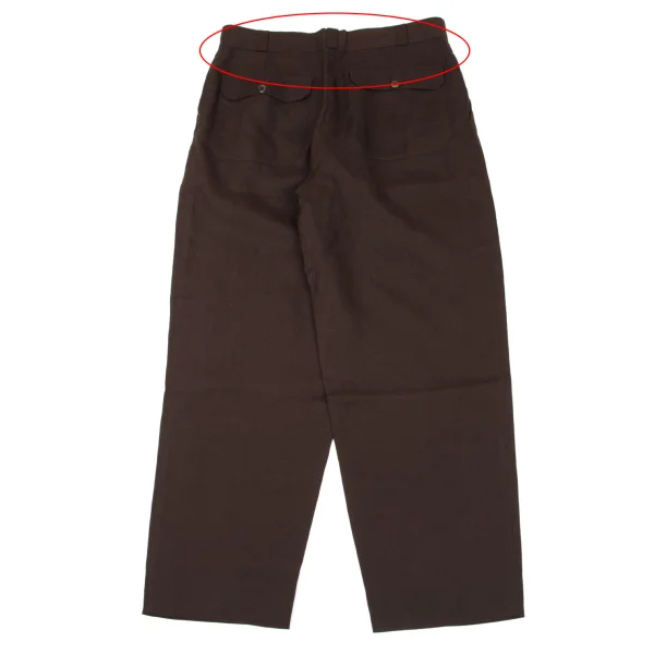 ジャンニヴェルサーチGIANNI VERSACE リネンワイドパンツ 茶50 K-162652_009