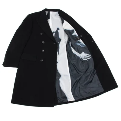 Jean Paul GAULTIER HOMME Graphic Printed Lining Wool Melton Coat