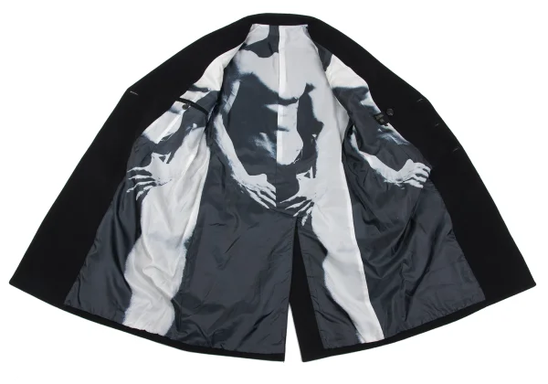 Jean Paul GAULTIER HOMME Graphic Printed Lining Wool Melton Coat K-162666_012