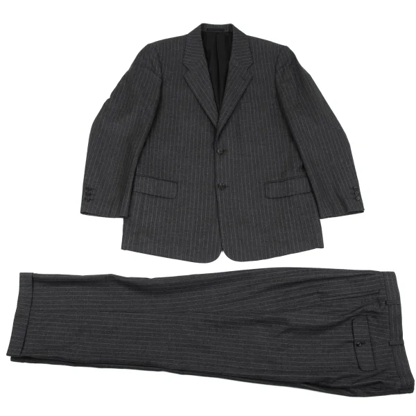 Papas Martin Sons＆Co. SUPER120'S & CASMERE Striped Jacket & Pants Grey 48M・52LL K-162677_001