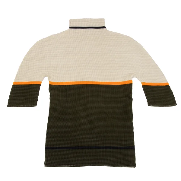 ISSEY MIYAKE me Color Switching Stretch Pleated High Neck T-shirt K-162679_002