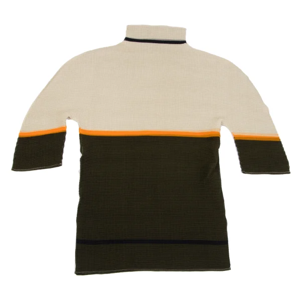 ISSEY MIYAKE me Color Switching Stretch Pleated High Neck T-shirt K-162679_009