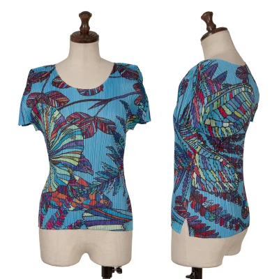 PLEATS PLEASE Colorful Botanical Printed T Shirt