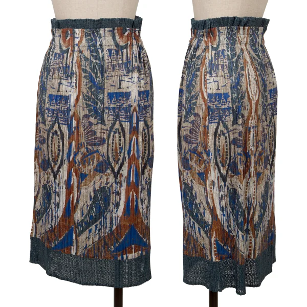 PLEATS PLEASE Lace Switching Graphic Printed Skirt Multi-Color 3 K-162683_001