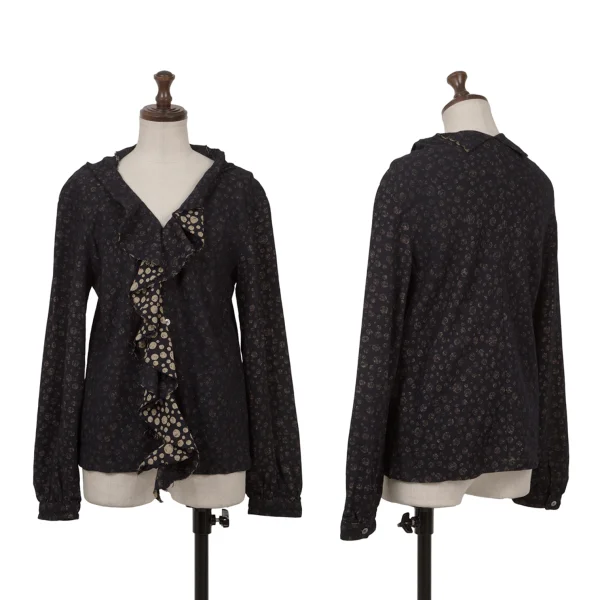 JUNYA WATANABE COMME des GARCONS Cut Off Frill Dot Blouse Navy,Beige XS-S K-162692_001