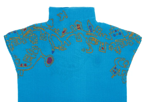 ISSEY MIYAKE me Graffiti Printed Stretch Pleats High Neck T-shirt K-162710_003